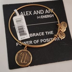 Alex and Ani Inital Letter U Goldtone Bracelet